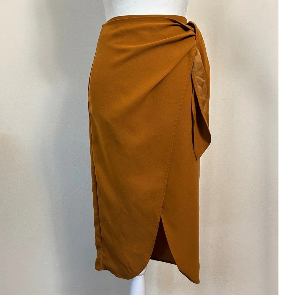 & Other Stories Wrap‎ Midi Skirt Burnt Orange Ochre Size 0 Paris Atelier